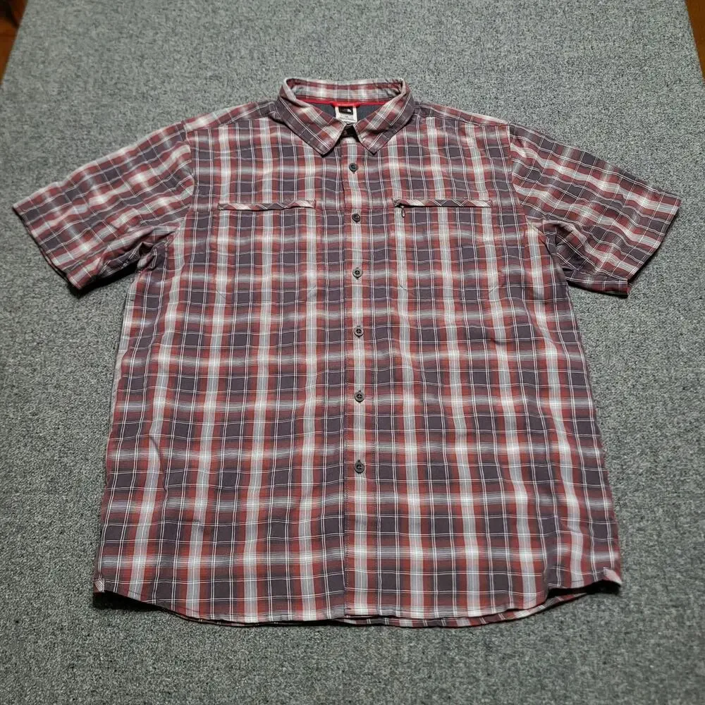 The North Face Shirt Mens Large Brown Plaid Millstone Outdoors Tech Trail Travel